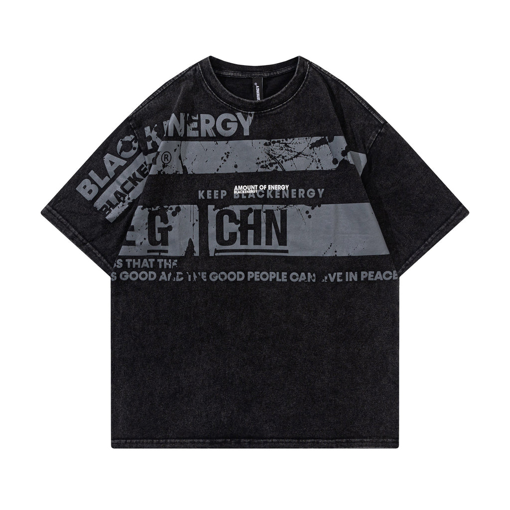 Vintage Letter Print Casual Loose Short Sleeve T-shirt