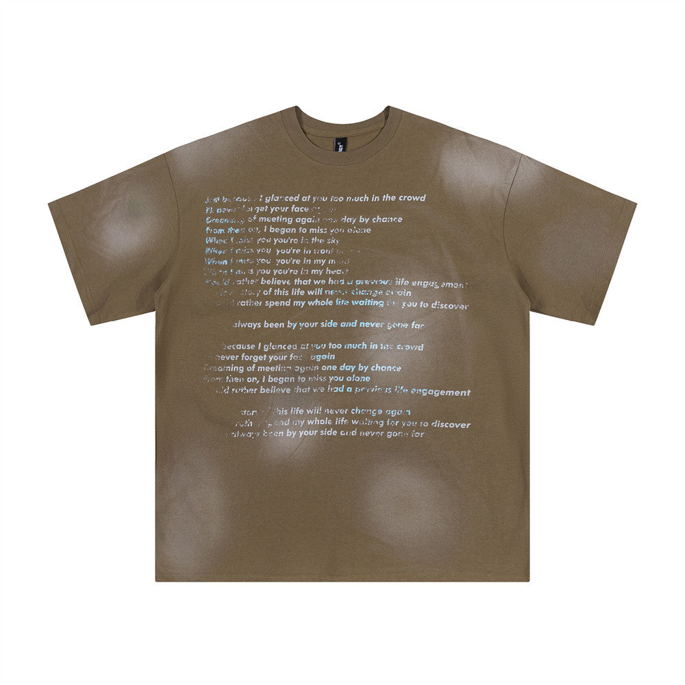 Fashion Inkjet Letter Cotton T-shirt Men