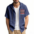 Linen Mens Short-sleeve Lightweight Loose-fitting Hooded T-shirt