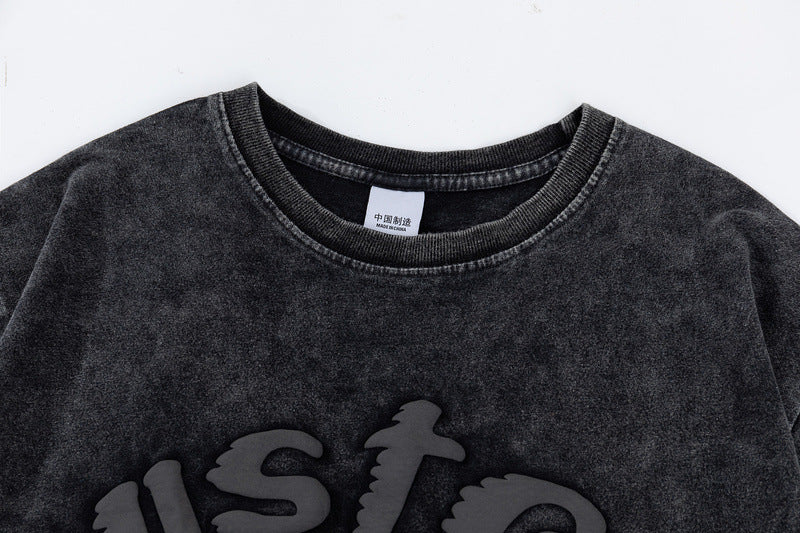 Dark Gothic Foam Letter Short Sleeve T-Shirt